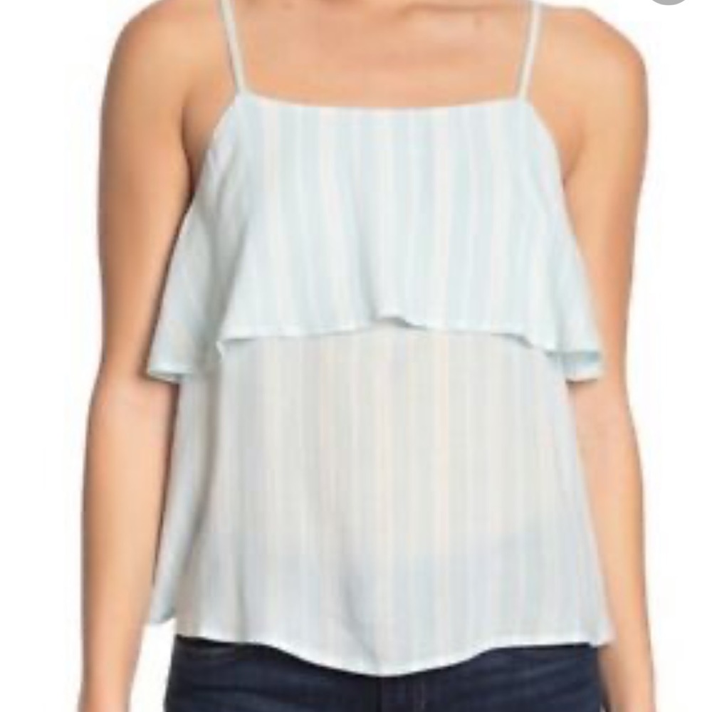 NWT ABOUND Striped Tank Top Blue Mint Green White Ruffle Nordstrom Flutter